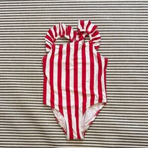 Red and White Striped Swimsuit